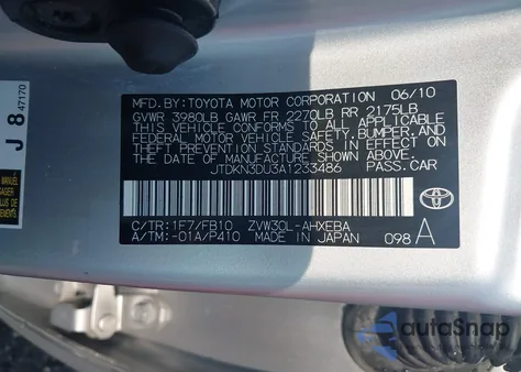 2010 Toyota Prius Iii z USA, uszkodzony, nr VIN JTDKN3DU3A1233486